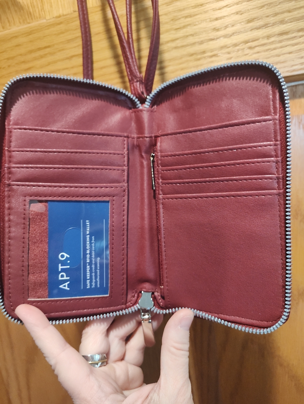 Apt. 9 Compact Crossbody-Safe Keeper-RFID Blocking Wallet In Pomegranate - Picture 4 of 4